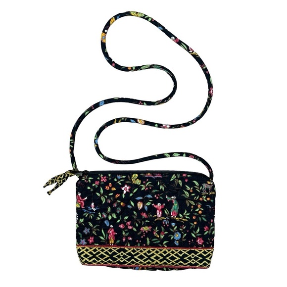 Vera Bradley Handbags - Vera Bradley Small Crossbody Shoulder Bag Ming Elite Petite Floral Retired Black